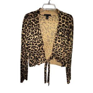 INC Leopard Print Tie-Front Cardigan Sweater Small Sexy Jungle Pinup Knit Punk
